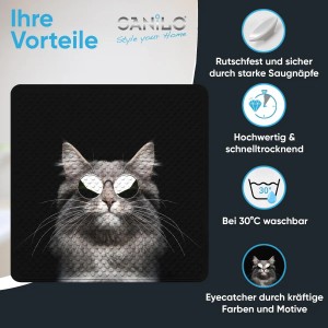 Sanilo Badematte Cool Cat mit Katzenmotiv und Sonnenbrille für Badewanne und Dusche.