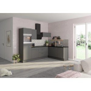 Optifit Winkelküche Optikoncept Mats in Basaltgrau, 270 cm breit, ohne E-Geräte.