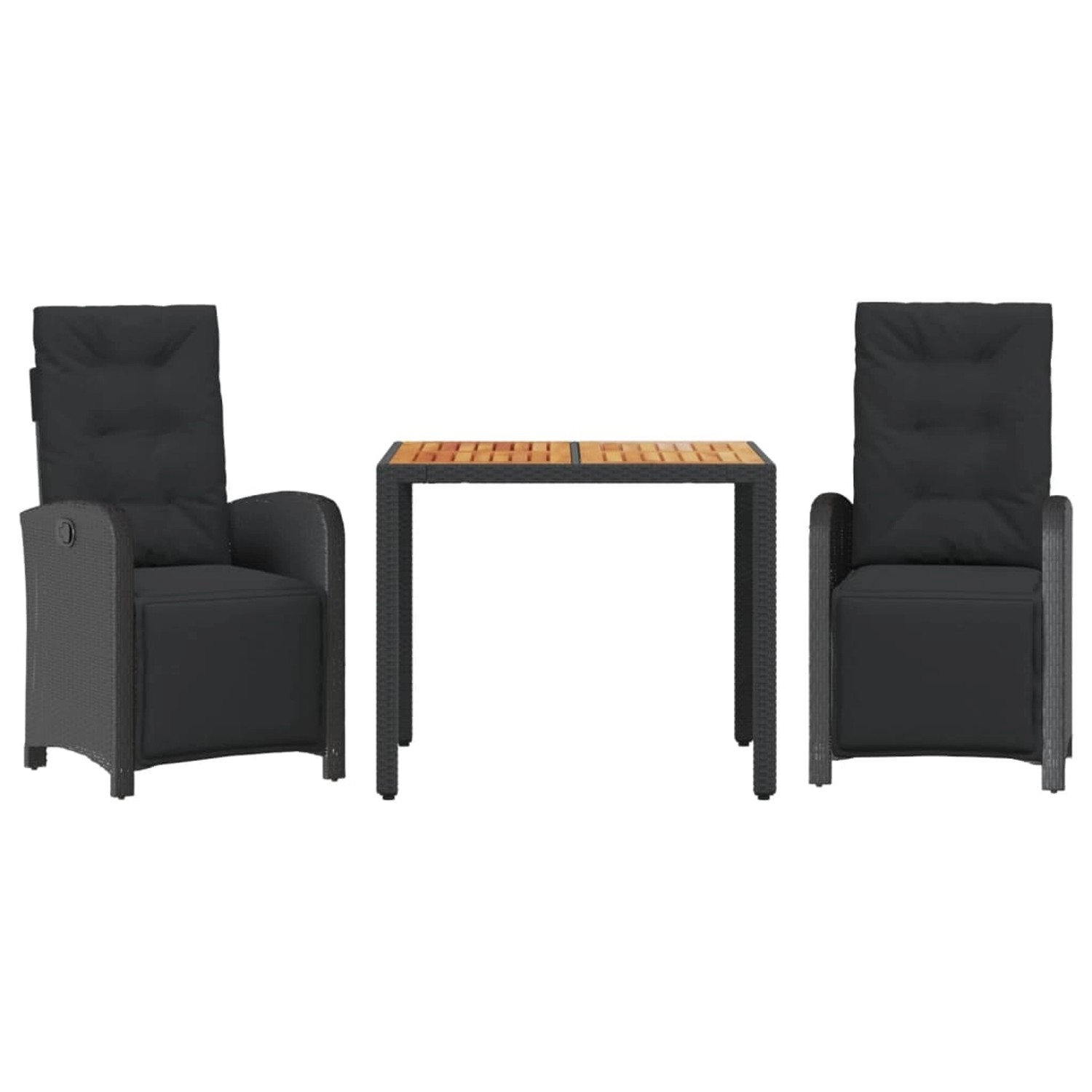 vidaXL 3-Tlg Bistro-Set mit Kissen Schwarz Poly Rattan 3212474 günstig online kaufen