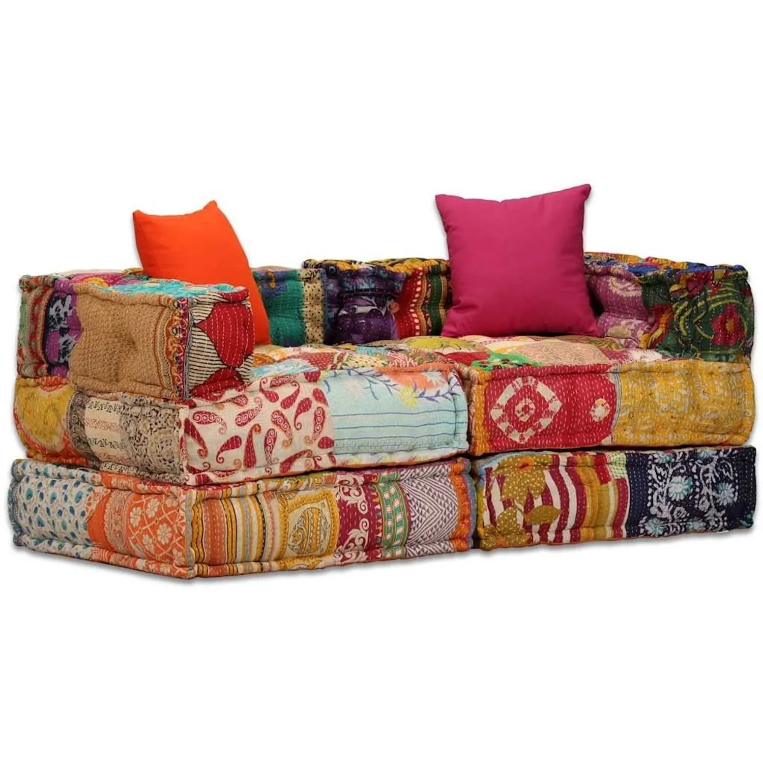 vidaXL 2-Sitzer Modularer Pouf Patchwork Stoff 244977