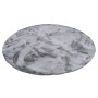 Runder, grau melierter Fellteppich (120x120cm) von Pergamon. Super Soft und luxuriös für Wohn- und Schlafzimmer.