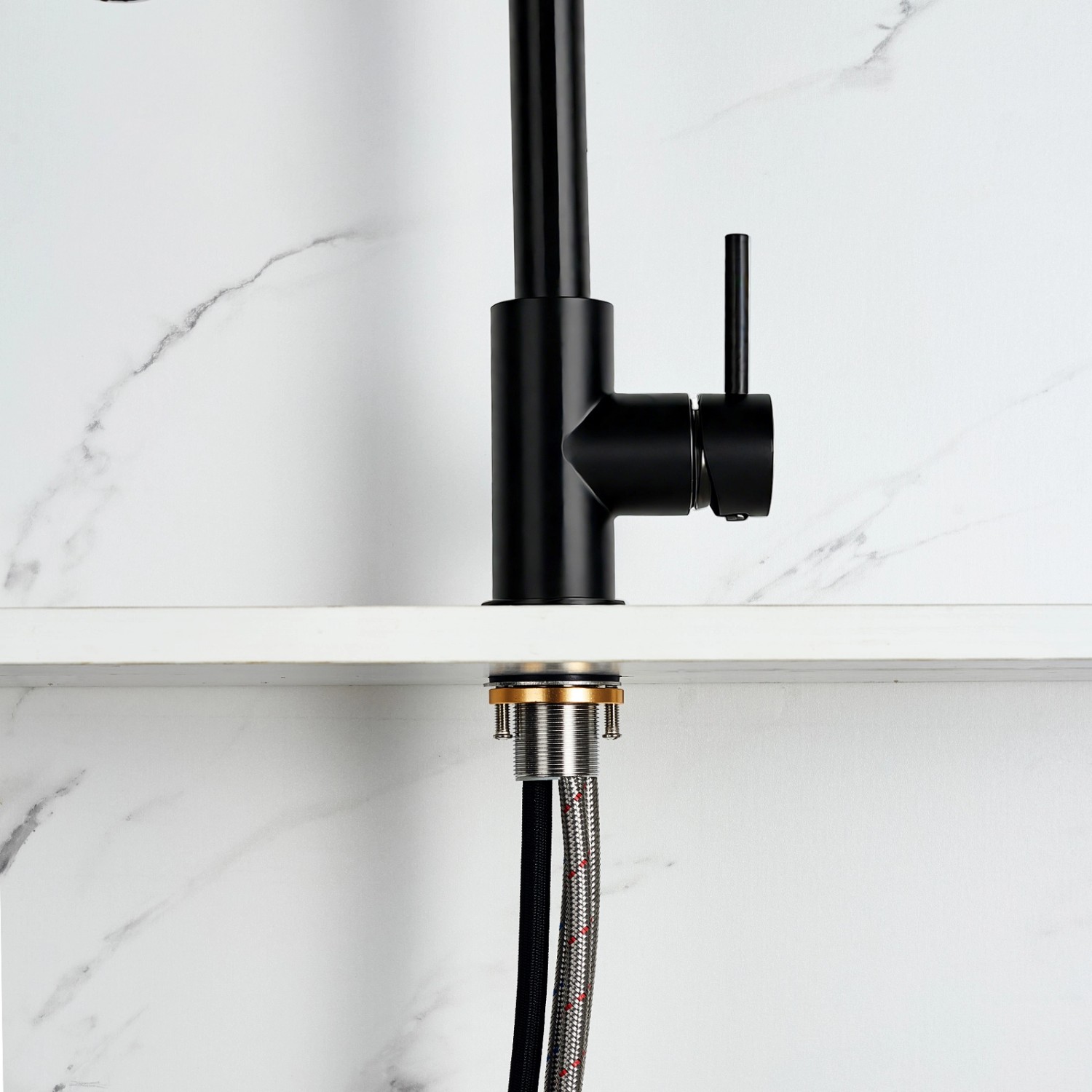 AICA Hochdruck Wasserhahn 43x21x12cm Schwarz Küche Abnehmbarer Mischbatterie und Drehbarer 360° Spiralfeder Bad Küchenarmatur_8