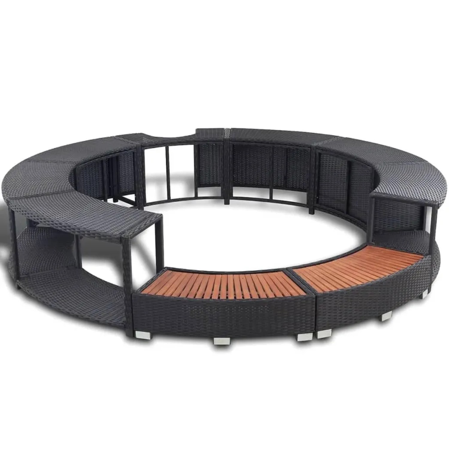 vidaXL Whirlpool-Umrandung Schwarz Poly-Rattan 41454
