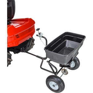 Al-Ko Streuer Spreader SP 60 am Rasentraktor. Zubehör für Dünger, Saatgut und Streusalz.