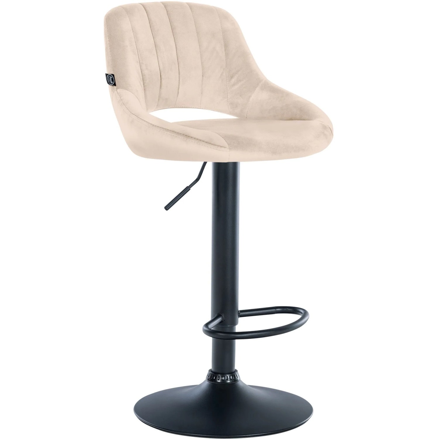 DELUKE Barhocker SEGAD Samt Creme 47x48x85cm Schwarz Barstuhl Mit Lehne Tresenhocker Tresenstuhl