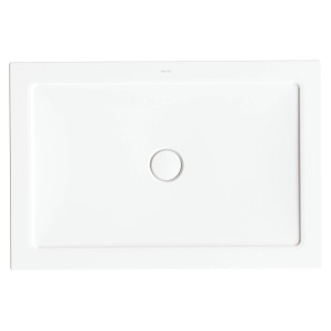 Rechteckige, extraflache Bette Duschwanne Stage, 120x80 cm, Snow, mit mittigem Ablauf.
