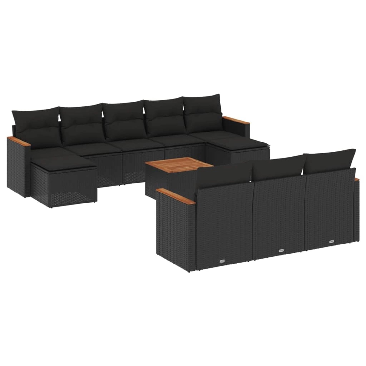 vidaXL 11-Tlg Garten-Sofagarnitur mit Kissen Schwarz Poly Rattan 3226419 günstig online kaufen
