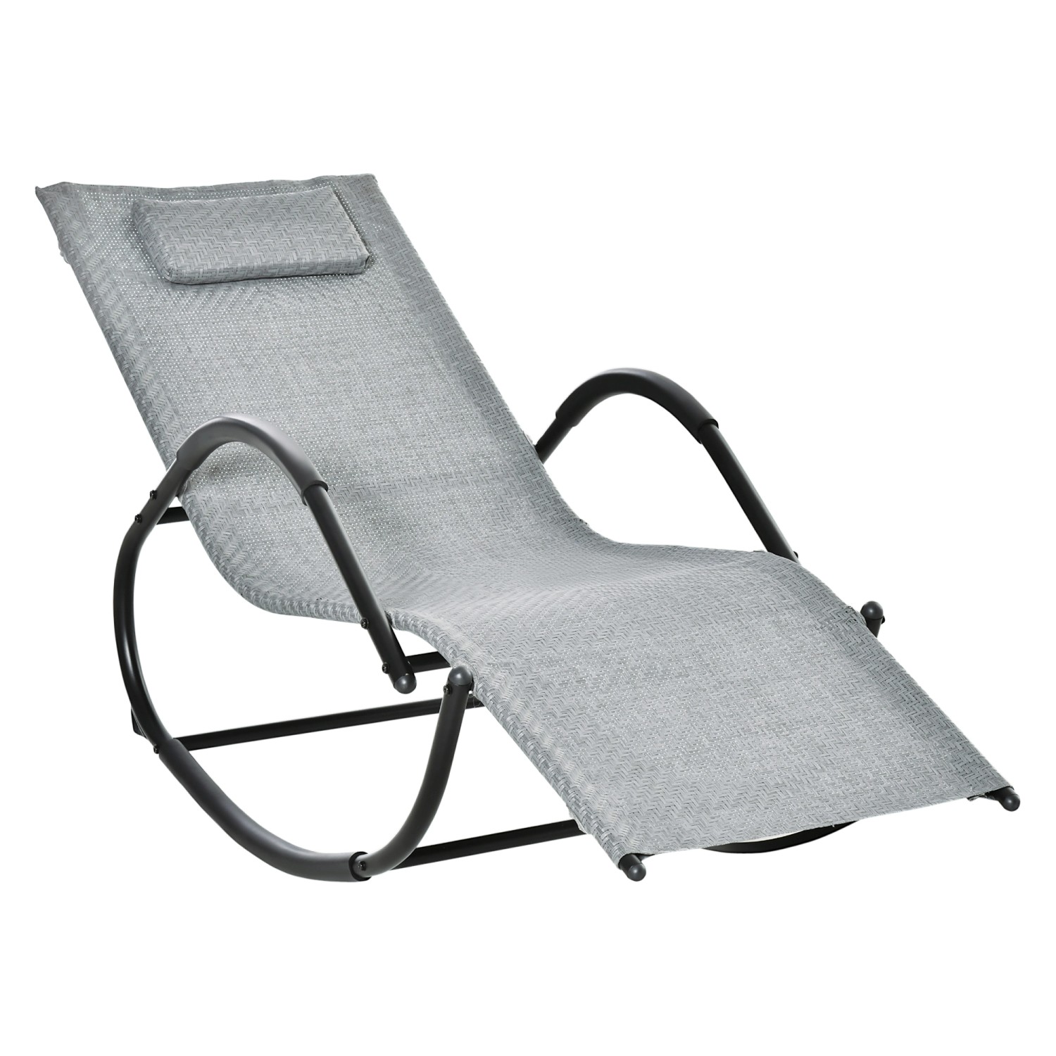 Outsunny Schaukelstuhl mit Kopfkissen Netzstoff 60B x 157T x  80H cm Grau günstig online kaufen