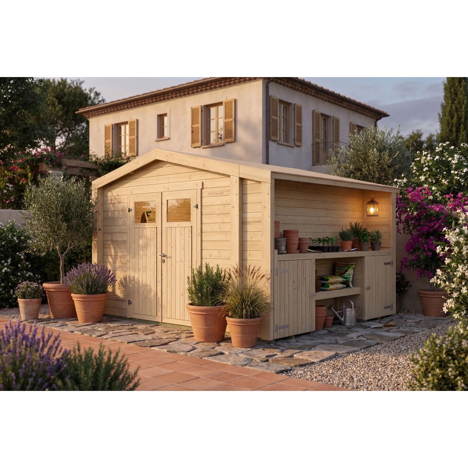 Weka Holz-Gartenhaus Killarney Satteldach Natur Unbehandelt 361 cm x 313 cm