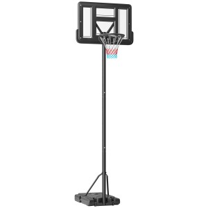 Schwarzer SPORTNOW Basketballständer aus Stahl, Kunststoff und HDPE, höhenverstellbar.