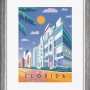 Silberner Kunststoffbilderrahmen 18x24 cm mit Florida Art Deco Motiv.