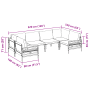 vidaXL Garten-Sofa-Set, 6-teilig, anthrazitfarben, Stahl, mit Maßangaben.
