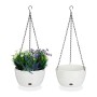 Relaxdays Blumenampeln 2er Set Kunststoff Stahl Weiß Schwarz Wasserspeicher 60 cm x 24 cm