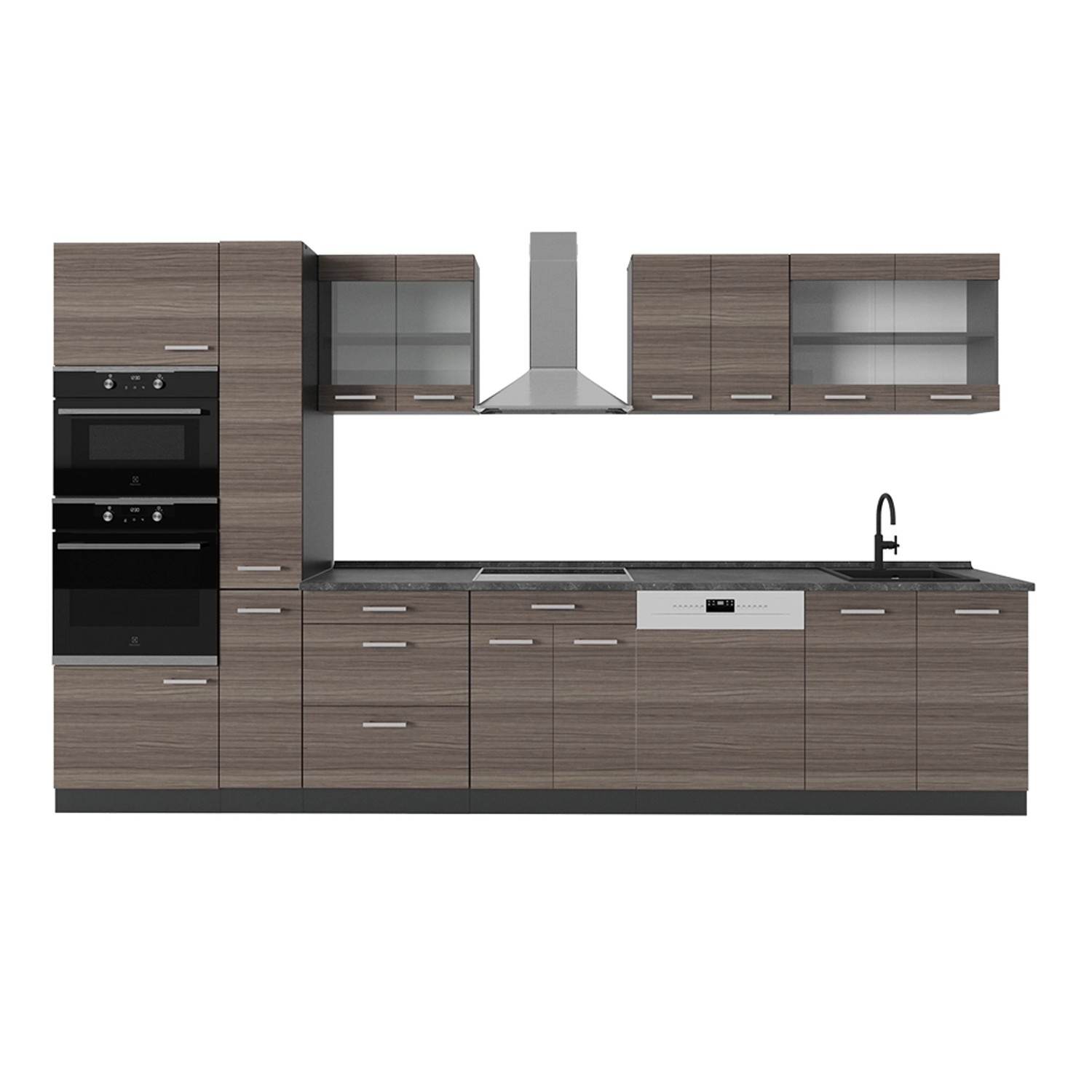 Vicco R-Line Küchenzeile Edelgrau/Anthrazit 350 cm AP Anthrazit günstig online kaufen