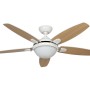 Weißer HUNTER FANS Deckenventilator Contempo 132 cm mit Beleuchtung und Fernbedienung.