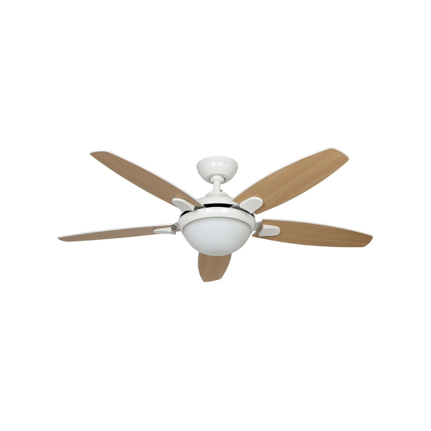 Weißer HUNTER FANS Deckenventilator Contempo 132 cm mit Beleuchtung und Fernbedienung.