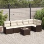 6-teiliges Garten-Sofa-Set aus Poly Rattan in Grau mit Kissen. Gartenmöbel für Terrasse und Balkon.