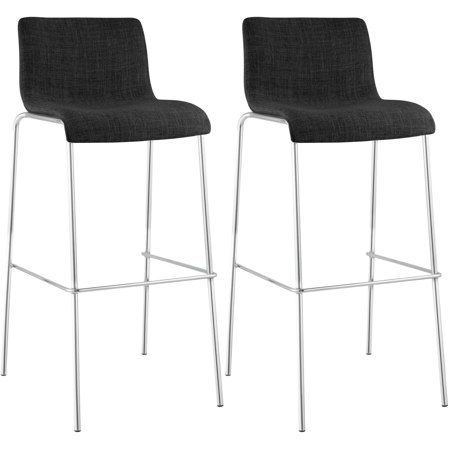 CLP 2er Set Barhocker Hover Stoff Vierfußgestell Dunkelgrau/Chrom