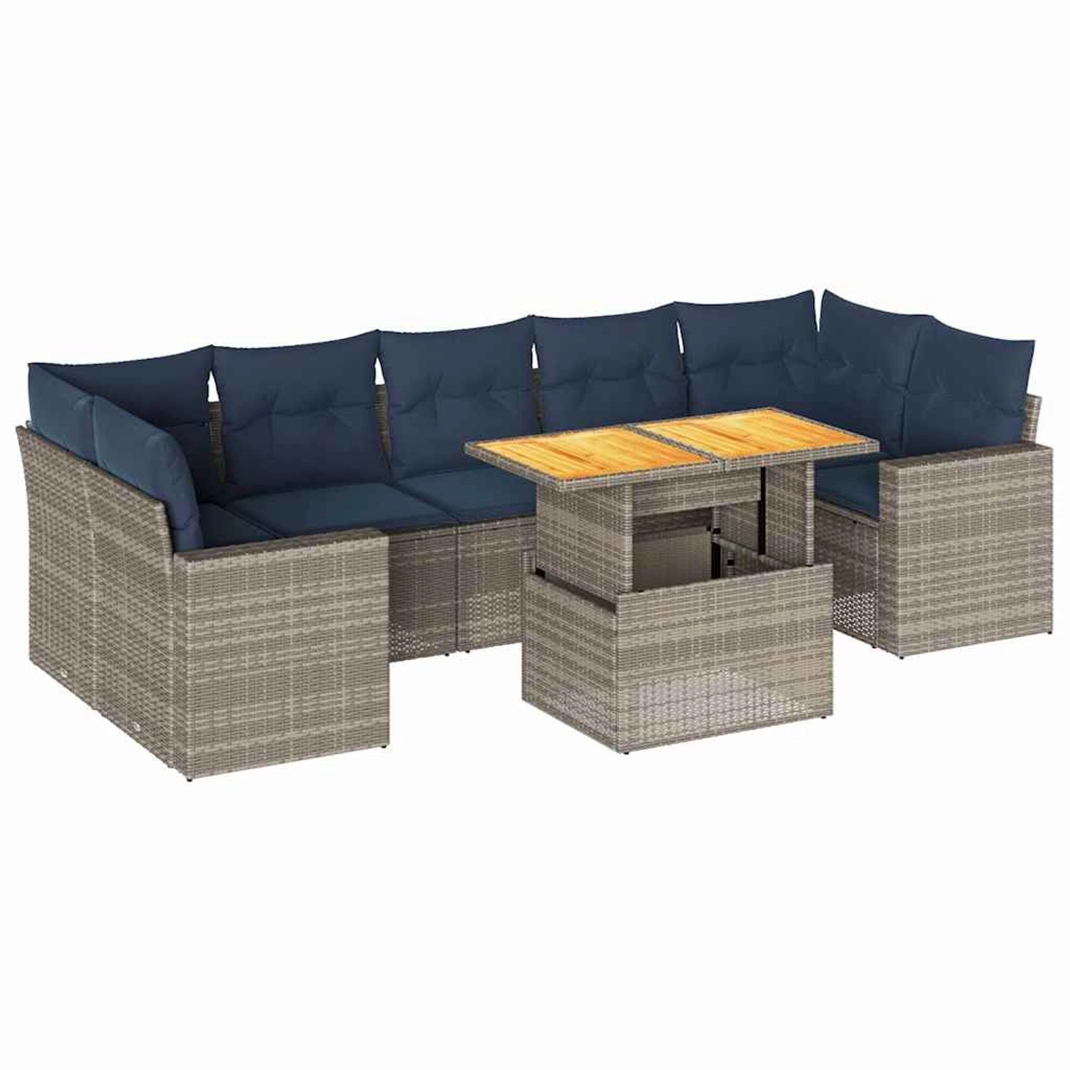 vidaXL 8-Tlg Garten-Sofagarnitur mit Kissen Grau Poly Rattan 3327015 günstig online kaufen