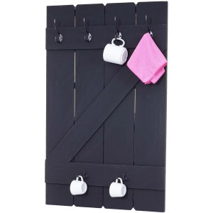 Dunkelgrauer MCW Tassenhalter D13 im Landhausstil mit 6 Haken für Wandmontage.