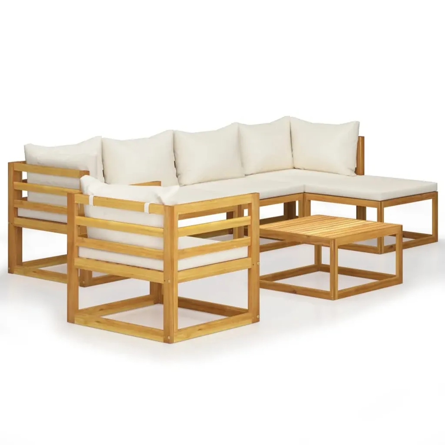 vidaXL 7-Tlg Garten-Lounge-Set mit Auflagen Creme Massivholz Akazie 3057637