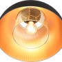 Moderne, mattschwarze Reality Deckenleuchte Punch mit goldfarbenem Innenschirm und Gitteroptik.
