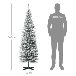 HOMCOM Künstlicher Weihnachtsbaum, 180cm, mit Schnee und 390 Astspitzen.