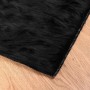 Schwarzer vidaXL Kunstschaffell Teppich (140x200cm) aus Polyester. Flauschiger Teppich für Wohnzimmer.
