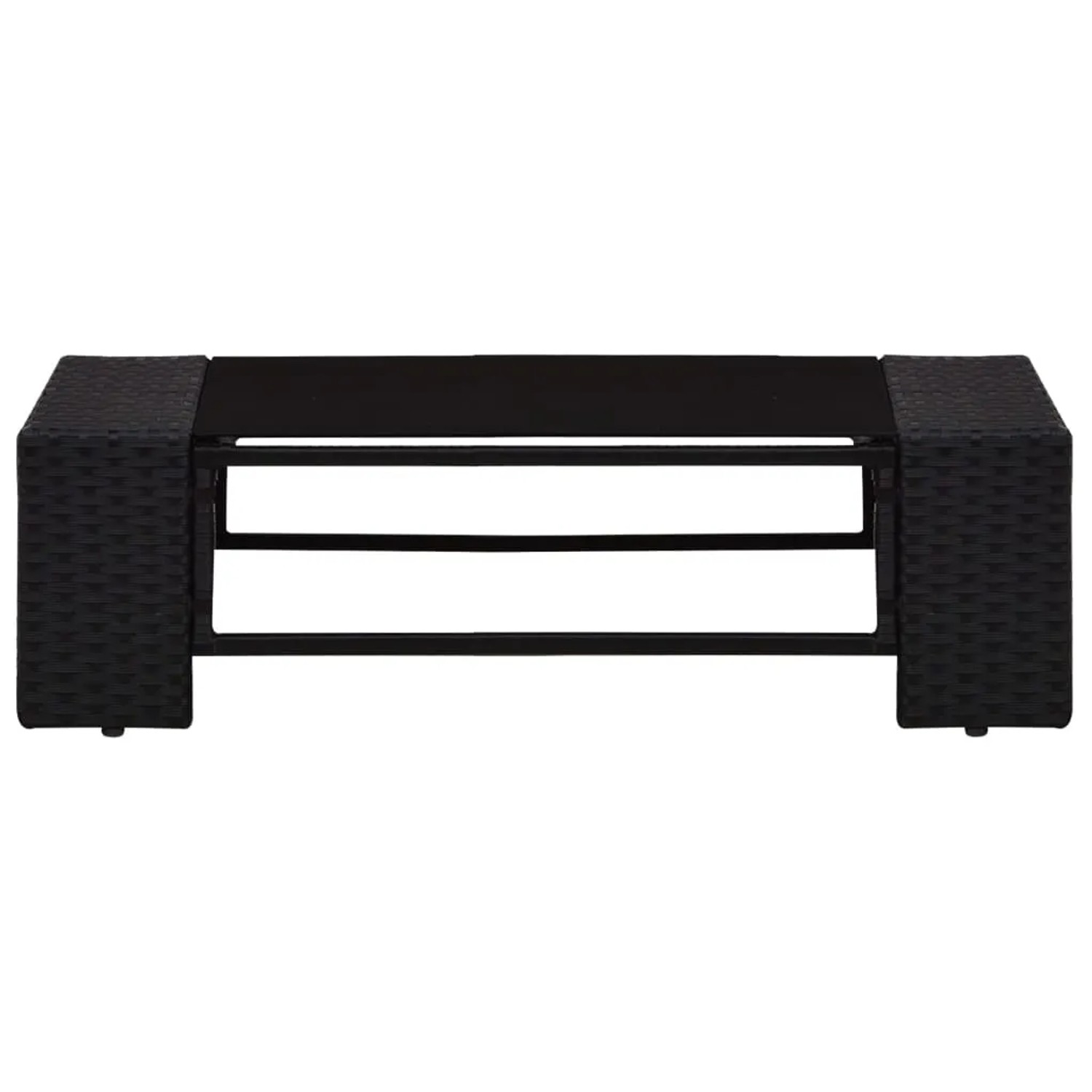 Schwarzer vidaXL Couchtisch aus Rattan für 9-tlg. Garten Lounge Set.