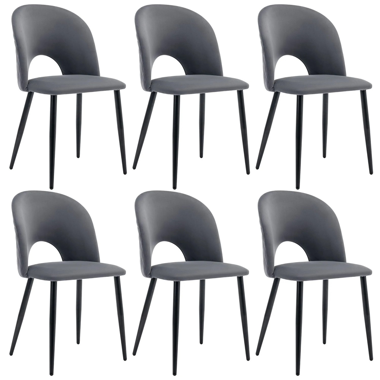 Merax Esszimmerstuhl 6Er Set Grau Samt Metallgestell