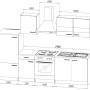 Respekta Küchenzeile KB270ESWC, 270 cm, Weiß/Eiche sägerau Dekor, mit E-Geräten.