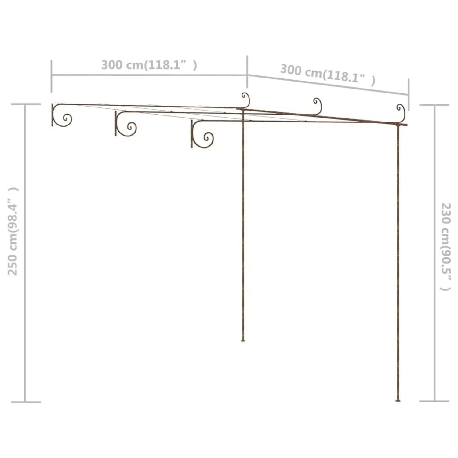 DELUKE Pergola Aus Eisen RITTO 3x3x2,5m Antik-Braun Rankhilfe Pergola Aus Metall Bausatz Freistehend Sonnenschutz Gartendeko Gartenpergola_7