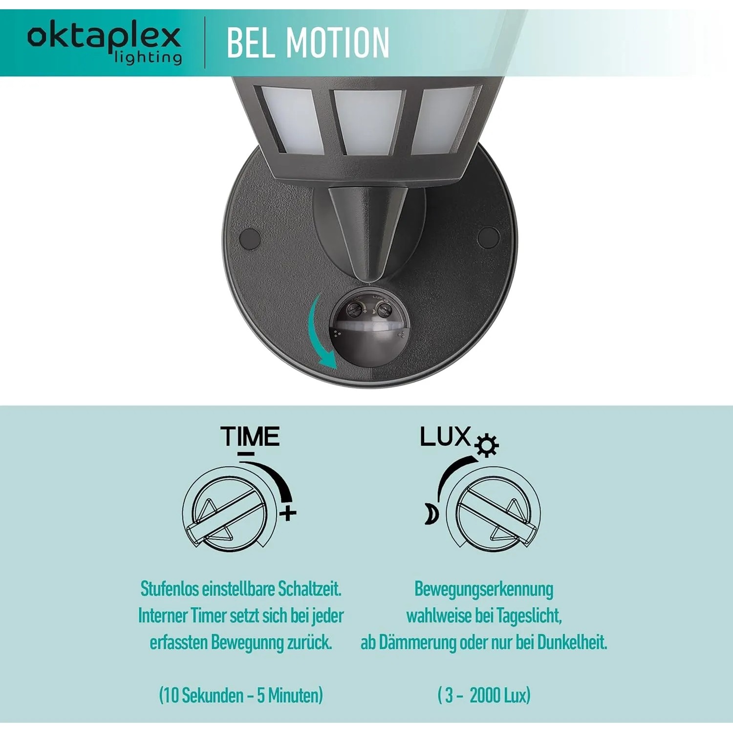 Lampada Da Parete Esterna Oktaplex Alto Con Sensore Di Movimento | LED E27 Incluso, IP44, Antracite, 230V