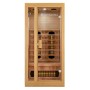 Artsauna Infrarotkabine Nyborg S90V aus Hemlockholz mit Glastür und Vollspektrumstrahlern.