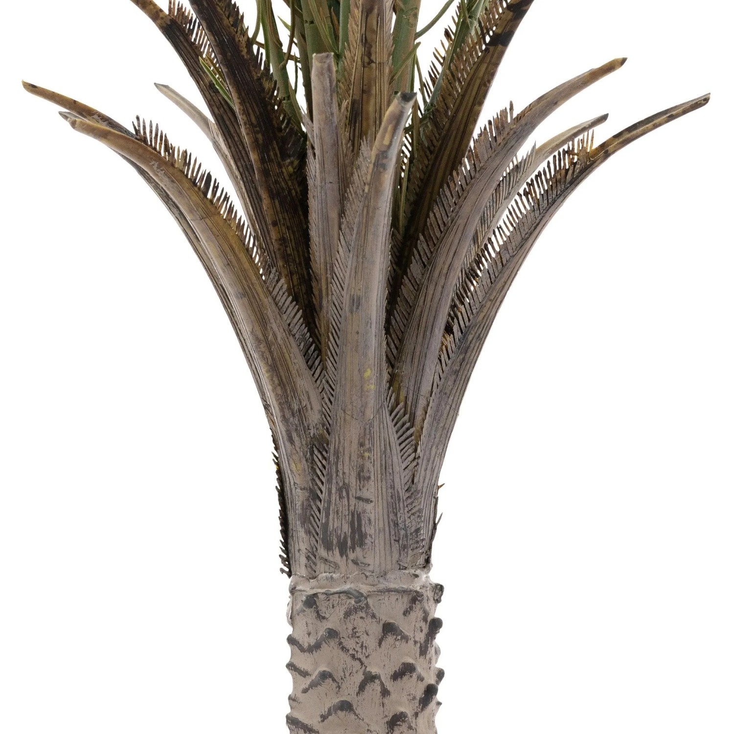 Detailaufnahme des Stamms einer künstlichen Palme von ML-Design, ideal als Deko für Innen- und Außenbereiche.