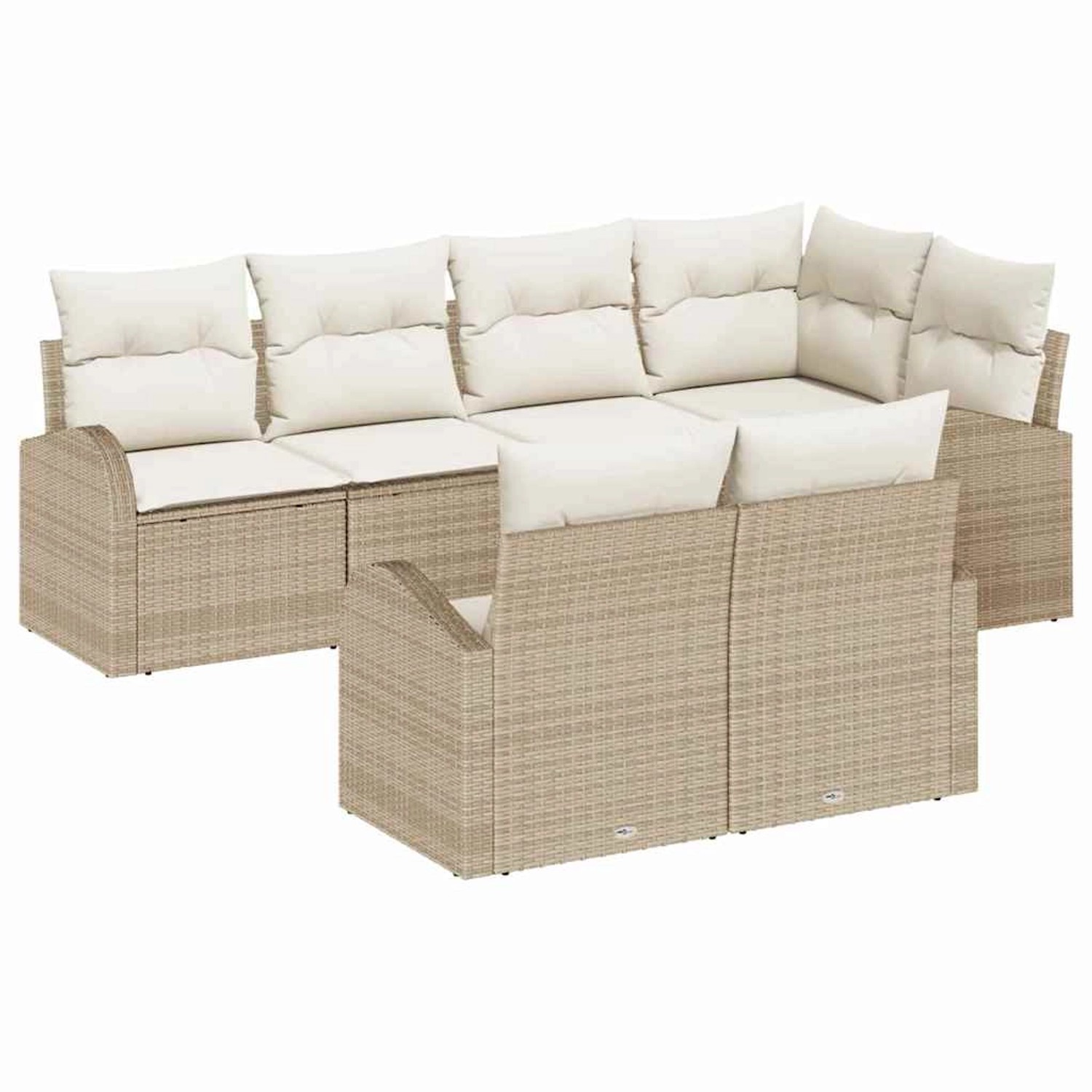vidaXL Garten-Sofa-Set mit Kissen 7-Tlg Beige Poly Rattan 3346081 günstig online kaufen