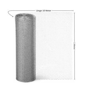 PROREGAL Maschendrahtzaun, 1x10m, Sechseckgeflecht, verzinkt. Ideal als Hasendraht oder Hühnerdraht.
