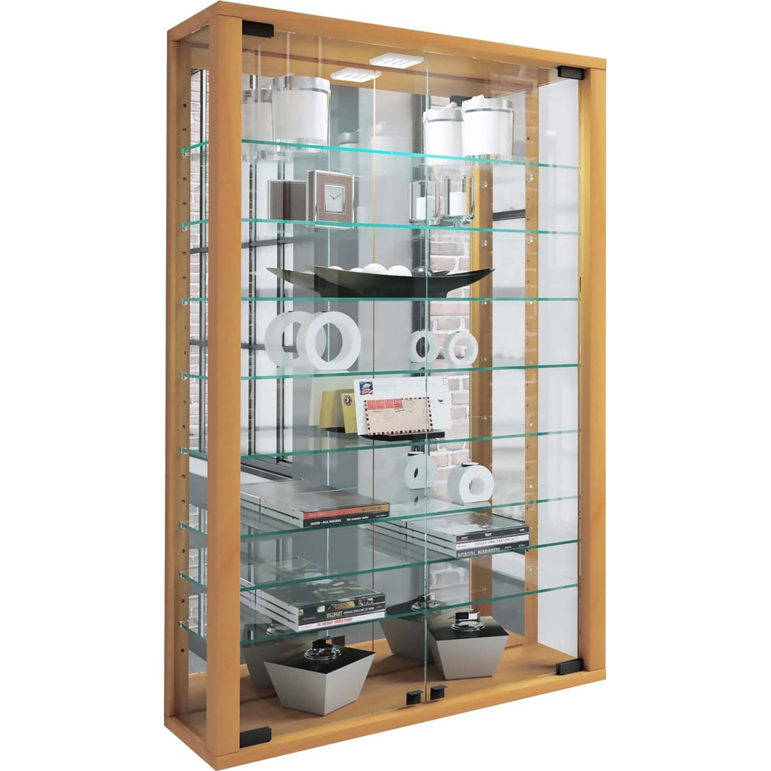 ebuy24 VitrosaMini Vitrinenschrank Wandhängend mit Spiegel 2 Glastüren Buch günstig online kaufen