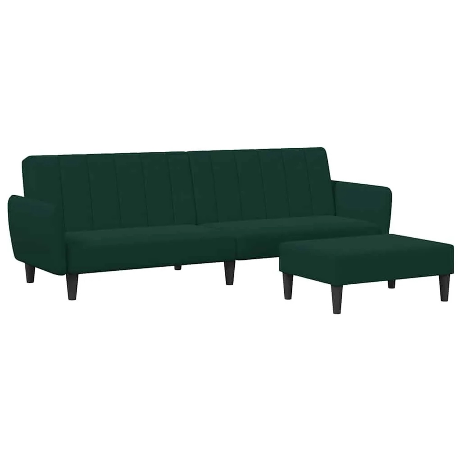 vidaXL Schlafsofa 2-Sitzer mit Fußhocker Dunkelgrün Samt 3216252