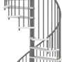 Minka Spindeltreppe Spiral Smart, Ø160 cm, weiß/grau. Innentreppe mit Holzstufen und Metallgeländer.