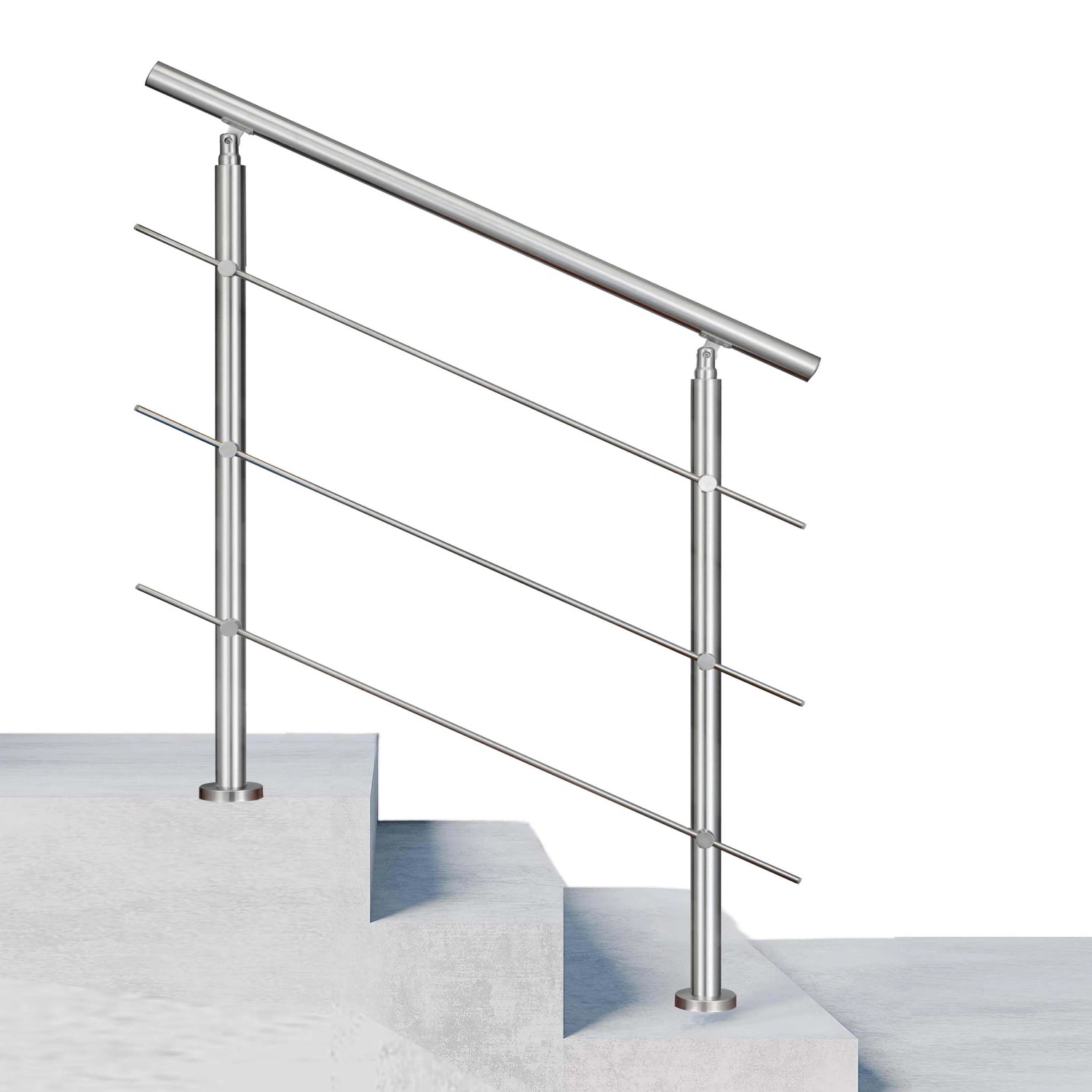 Duschparadies Edelstahl Geländer 150 cm mit 3 Querstäben für Innen und Außen