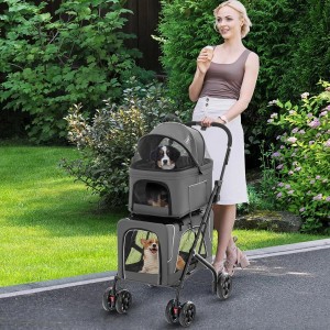 Costway 3 In 1 Hundewagen Haustiere Buggy Bis 16 kg Grau
