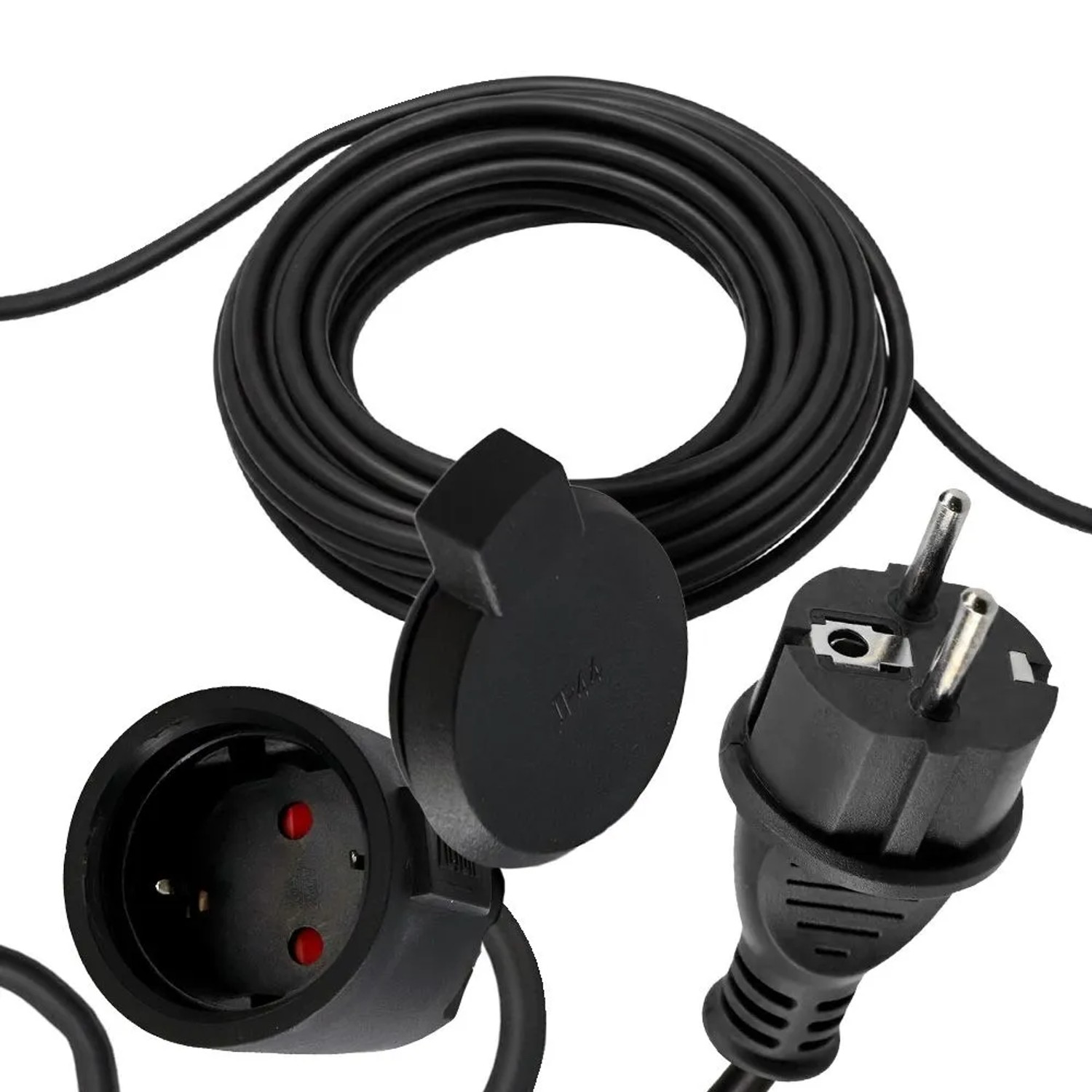 HOROZ Verlängerungskabel 20 m 3x1,5 mm² IP44 Schwarz mit Uni Schuko 2.000 W