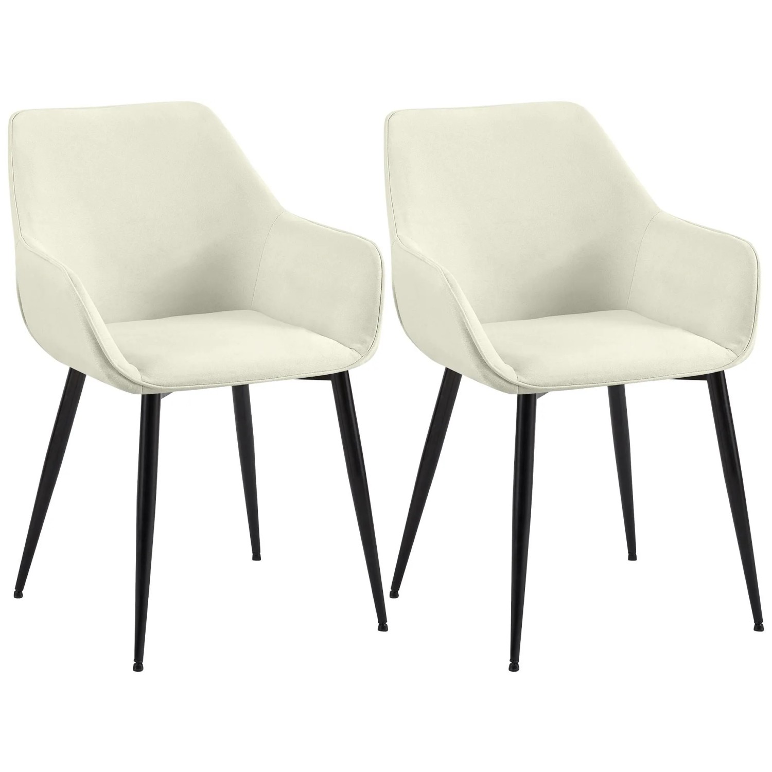 DELUKE 2er Set Esszimmerstuhl NIVER Stoff Creme 52x63x82cm Essstühle Esszimmerstühle Küchenstühle Wohnzimmerstühle