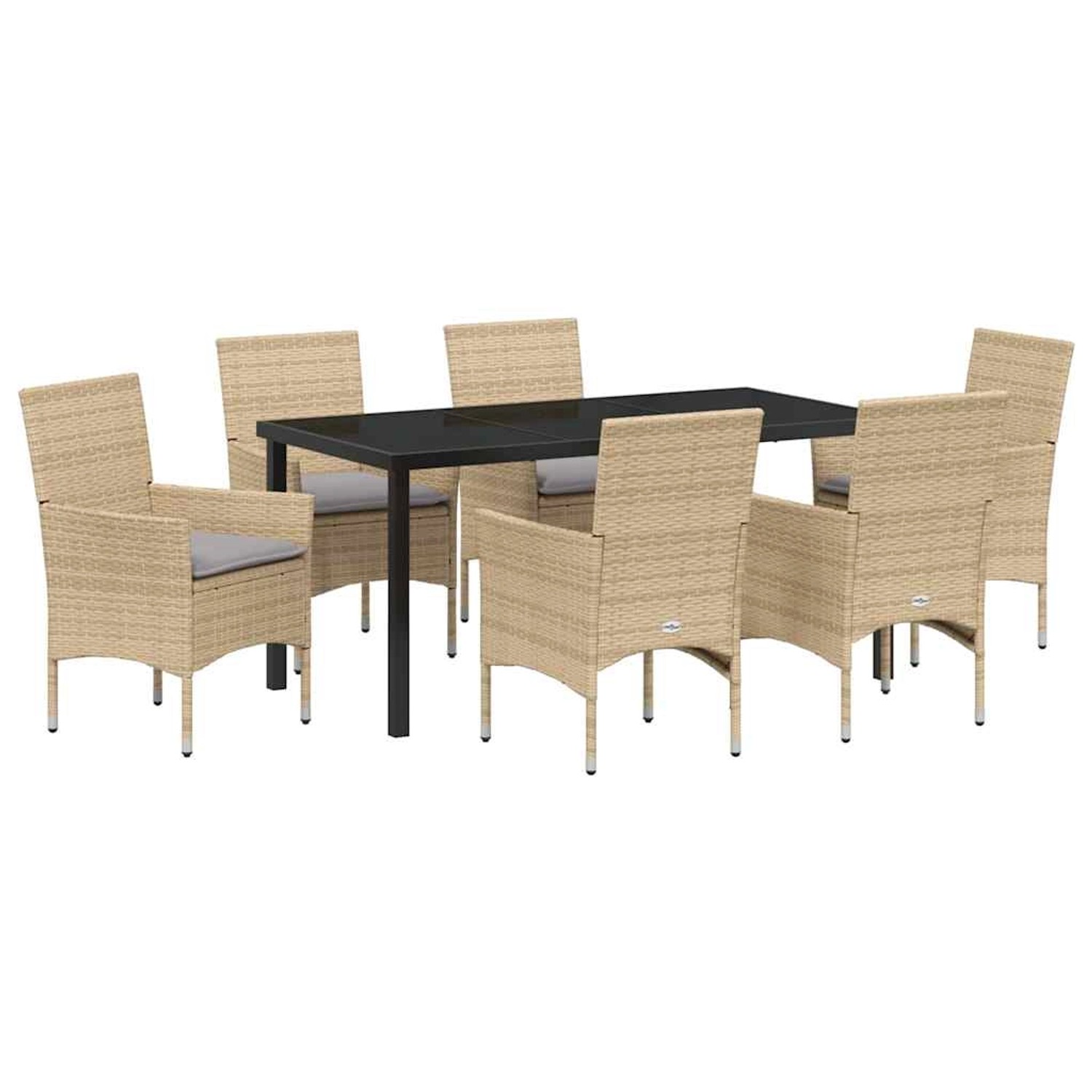 vidaXL Garten Essgruppe mit Kissen 7-Tlg Beige Poly Rattan 3379797 günstig online kaufen