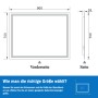 Skizze eines Aica Sanitär Badspiegels 90x70 cm mit LED Beleuchtung, Front- und Seitenansicht mit Maßen.