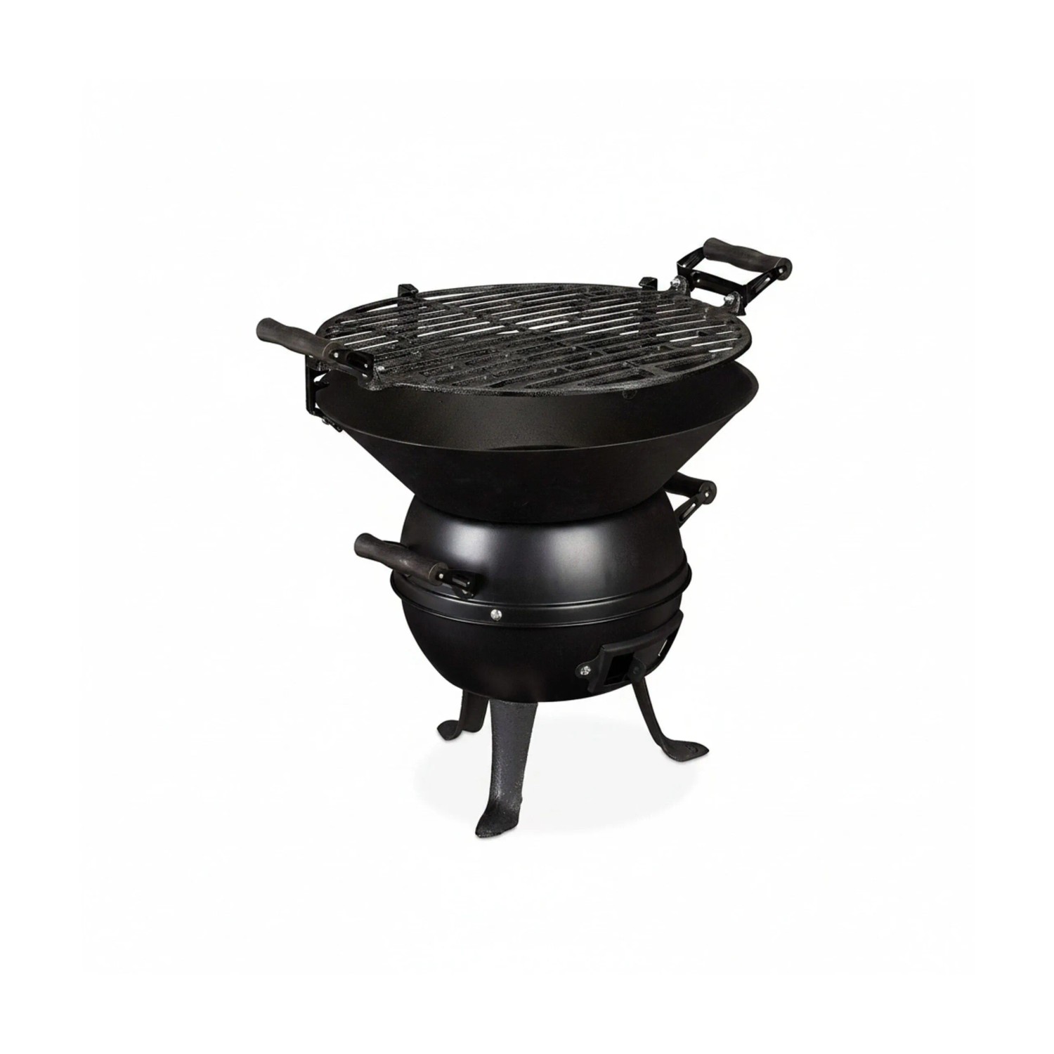 Relaxdays Grillfass Gusseisen Schwarz Höhenverstellbar 39 cm x 46 cm x 36 cm 4,8 kg