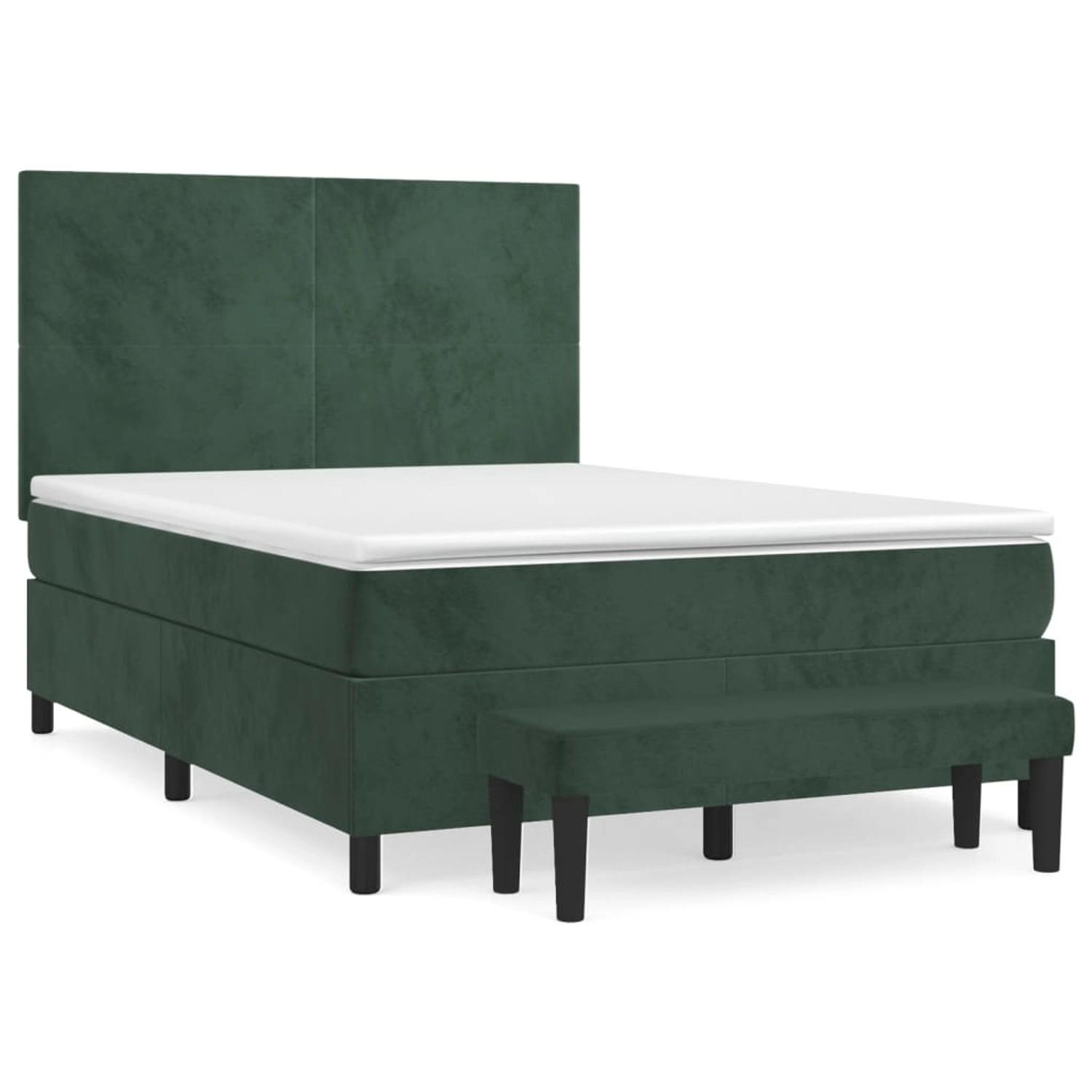 vidaXL Boxspringbett mit Matratze Dunkelgrün 140x200 cm Samt 3137728 günstig online kaufen