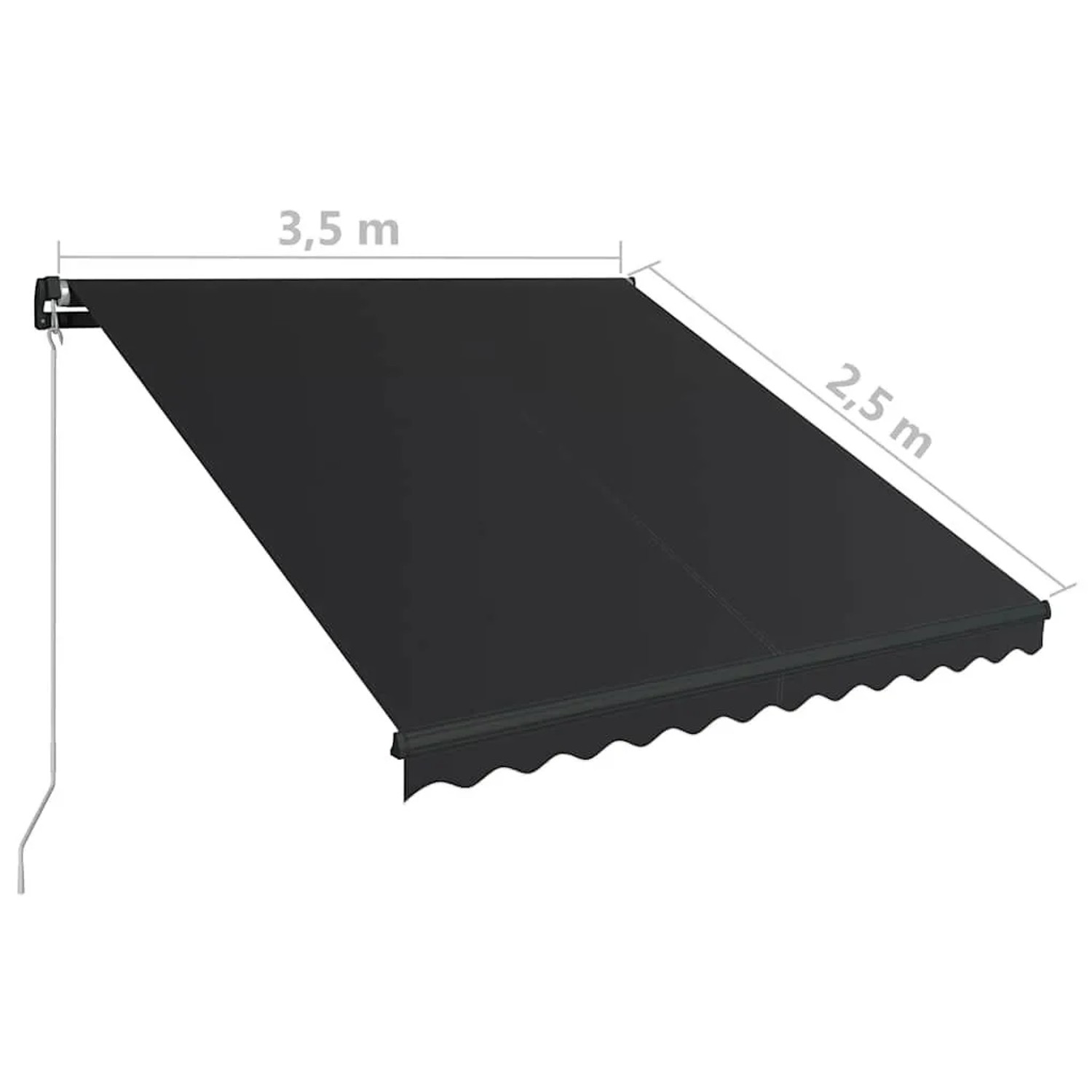 vidaXL Markise Manuell Einziehbar mit LED 350x250 cm Anthrazit 3051244_12