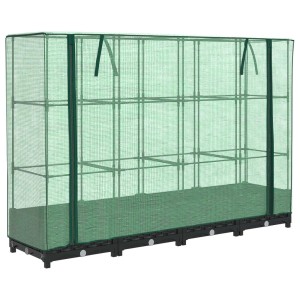 vidaXL Hochbeet mit Gewächshaus-Aufsatz, Rattan-Optik, 160x40x123 cm. Ideal für Garten, Balkon oder Terrasse.